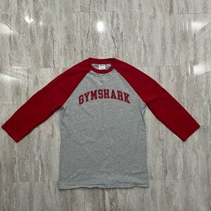 Gymshark Light Grey/Conditioning Red GSLC Raglan 3/4 Sleeve T-Shirt
